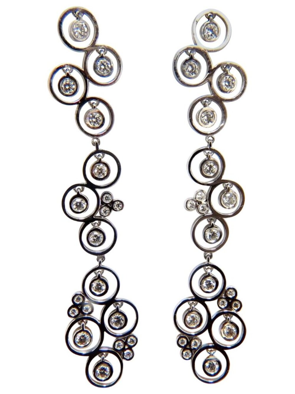 1.00ct diamonds floating circle dangle earrings 14kt bubble sparkles*